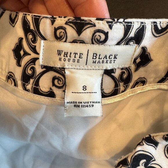 White House Black Market trellis pattern pleated, lined skirt with pockets size - Picture 6 of 7